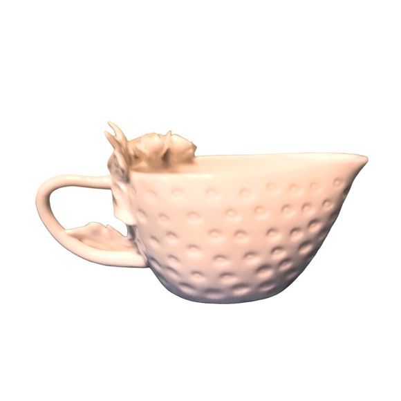 Vintage Graces Teaware White Bisque Porcelain Sculpted Strawberry Cream & Sugar - Picture 11 of 15